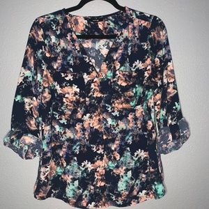 APT. 9 Blue & Pink Tie dye Button up Blouse